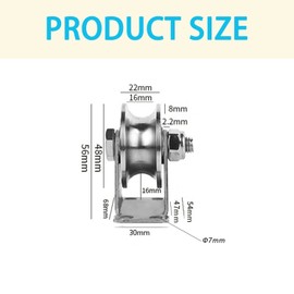 Pulley for Ropes, Stainless Steel Roller Wheel, U-Groove Roller Wheel, Load Capacity 170 kg, Suitable for Home, Gym, Outdoor