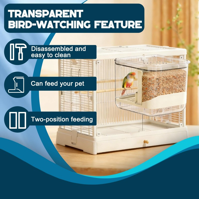 Pcmursal No Mess Bird Feeder for Cage, Hanging Bird Bath