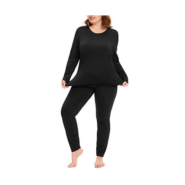 COOTRY Plus Size Thermal Underwear for Women Long Johns Fleece