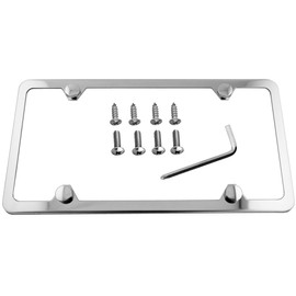 LFPartS Premium Slim Style Stainless Steel License Plate Frame (4 Holes, Polished Mirror Finish)