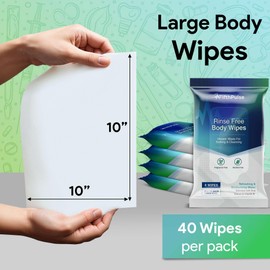 XL Adult Body Wipes for Women & Men - Pack of 80 Large Cleansing Wipes for Travel, Gym & More