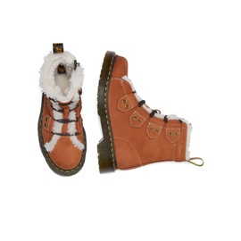 Dr. Martens Women's 1460 Lace to Toe Fur Lined Boots Combat, Tan, 9