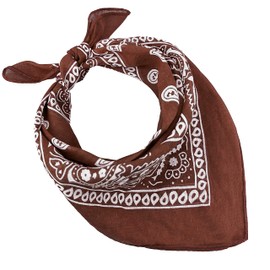 Bandana 100% Cotton 3/5/10 Set for Women Men Children Unisex Plain and/or Paisley Pattern Code A644, brown