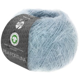 LANA GROSSA Per Fortuna GOTS Light Summer Fluffy Yarn with Cotton, Hand Knitting Yarn Made of 74% Cotton (Organic) and 26% Polyamide, 50 g Wool for Knitting and Crocheting, 190 m Yarn FB 22