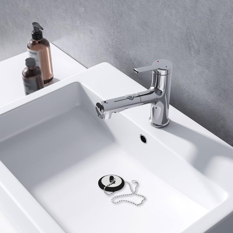 Universal Bath Plug with Chain Bathroom Sink Plug Replacement Drain