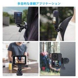 FitStill Backpack Clip for Action Camera dji 360° Ball Head Adjustable Go Pro Accessories Perfect for Go Pro hero 13/12/11/10/9/8/7/6/MAX/4k,DJI action 5pro/4/3/2/1,Insta 360 X5/X4/X3/X2/ace pro 2 and other Action Camera POV Shooting