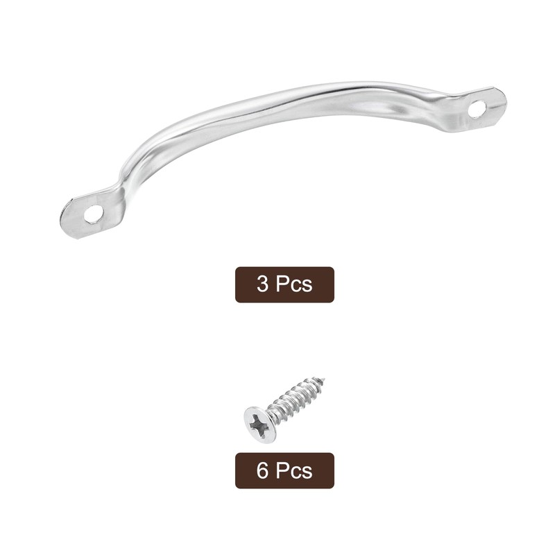 sourcing map Stainless Steel Door Pull Handles, 3Pcs 120mm/4.72" Long