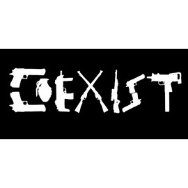 Coexist Guns Rifles Grenade Black & White 3.75”x7.5” Vinyl Bumper Sticker Decal