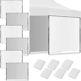 Vincreem 6 Pcs Instant Canopy Sidewalls for 10x10 Pop up Canopy Waterproof 99% UV Protection Tent Sidewalls with Silver Coating for Outdoor Camping, Tent Not Included(White)