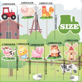 32pcs Farm Cupcake Toppers Farm Animal Cupcake Toppers Picks for Kids Baby Shower Birthday Barnyard Tractor Theme Party Decorations Supplies