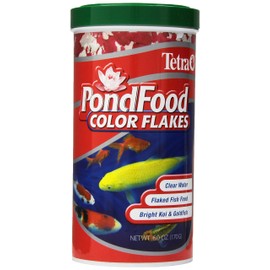 TetraPond PondFood Color Flakes, Color-Enhancing Flaked Fish Food For Small Ponds, 6-Ounce (77021)