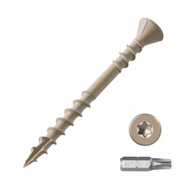 BNUOK #8 Deck Screws 2 Inch Exterior Wood Screws Flat Head Torx Drive Rust Resistant Epoxy Coated Reverse Upper Thread Trim Screw (1lb, 120pcs), Tan