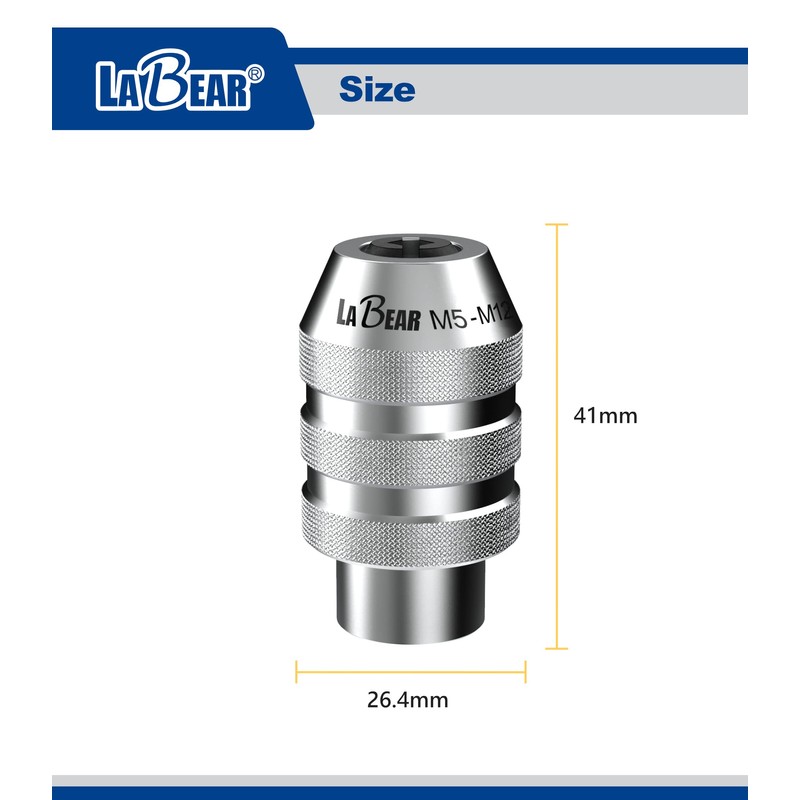 LABEAR 3/8"DR x M5 ~ M12 Interchangeable Adjustable Tap Chuck