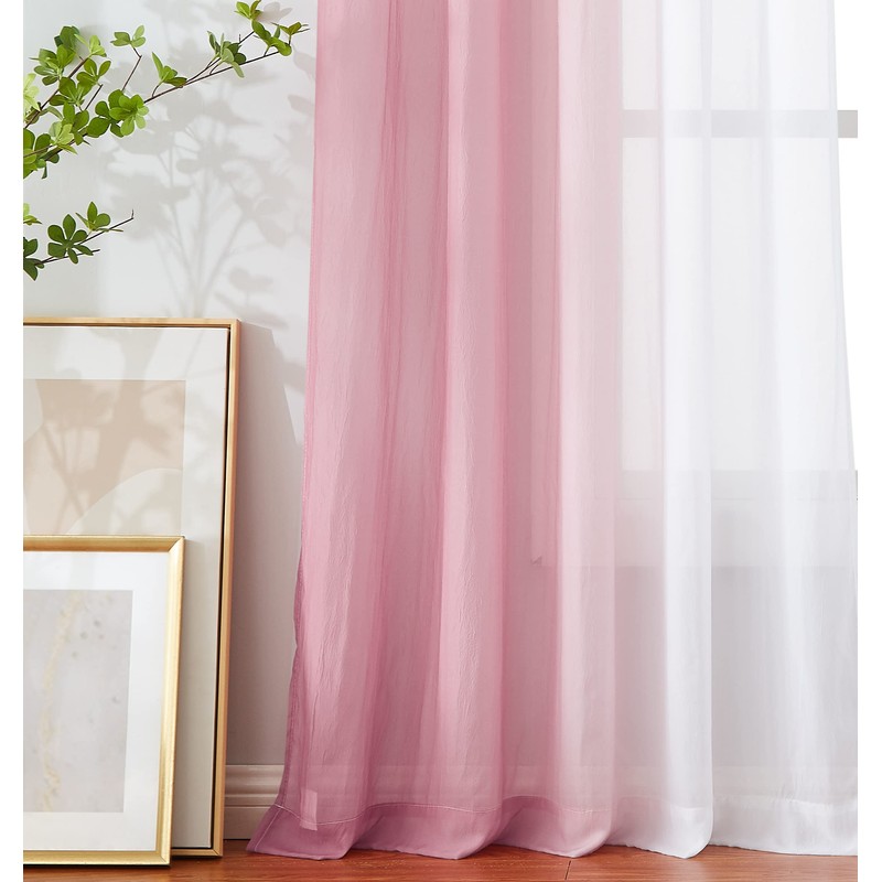 1 Piece Ombre Chiffon Sheer Window Scarf Valance Curtains 18ft