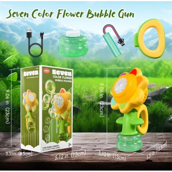 Dancing Sunflower Bubble Machine Automatic Electric Swing Soap Blowing Bubble