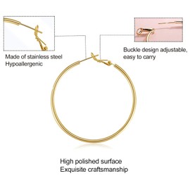 AURSTORE Damen-Ohrringe, Creolen, Edelstahl, großer Reifen, modisch, Schmuck, Geschenke für Frauen, 70mm, Gold, Edelstahl, Kein Edelstein