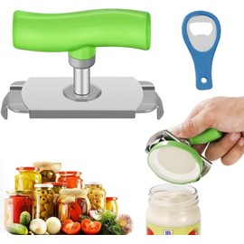 Abridor de Tarros con Artritis sin Esfuerzo, Abridor de Botellas para Manos Débiles,Abridor de lata de acero inoxidable ajustable,para personas mayores y mujeres con artritis (1, verde)
