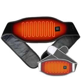 Carbon Fiber Heating Belt with 3-Temperature Settings, Waist Trimmer & Pain Relief Wrap, Portable USB Powered Neoprene Belt for Lower Back, Period Cramps, Shaping | Gray/Black