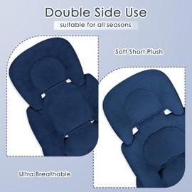 Infant Car Seat Insert for Newborn Girls Boys, Summer Mesh Baby Carseat Inserts with Strap Pads, Soft Reversible Baby Car Seat Insert Cushion Pad for Stroller, Bouncer, Swing, High Chair, Blue