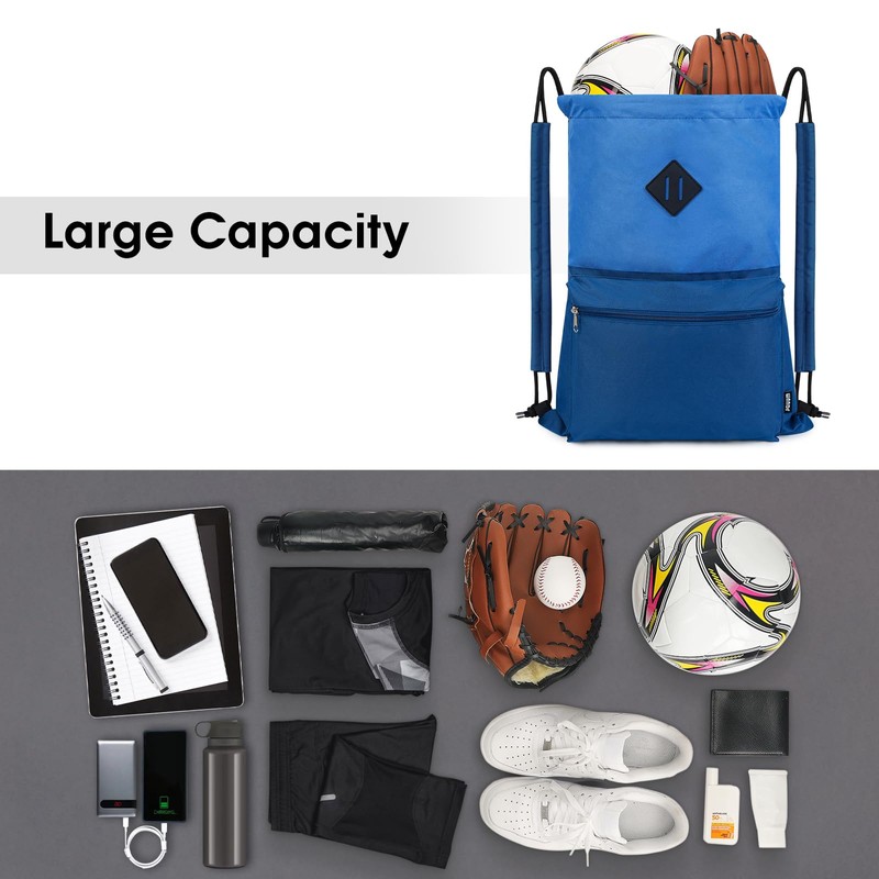 WANDF Drawstring Backpack, Sports Gym Bag with Wet Pocket, Water