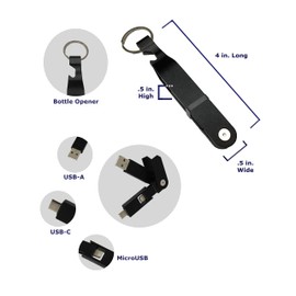BBD Keychain Dual Charger -Type C & Micro-USB Portable Charging + Bottle Opener Aluminum. Never lose your charger again