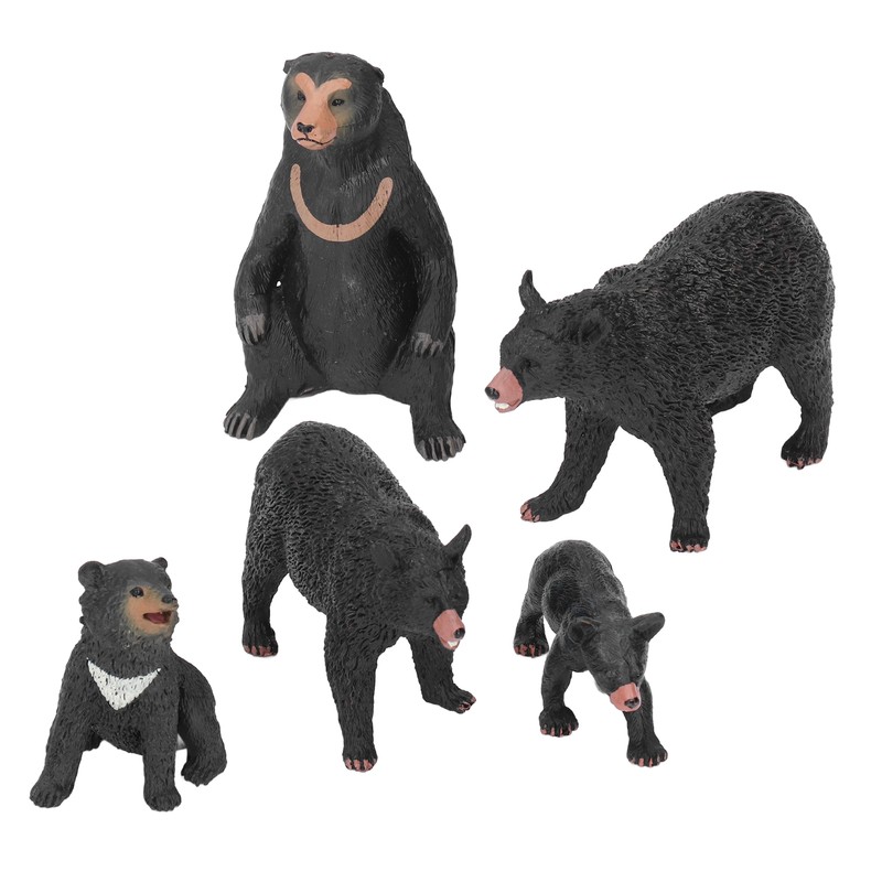 5pcs Black Bear Figure Toys Realistic Wild Animals Bear Action