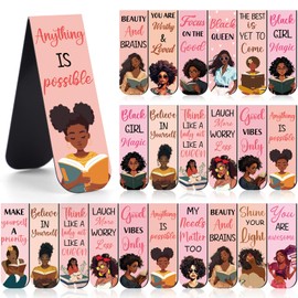 Berirexrion Black Girl Magnetic Bookmark - 12 PCs Inspirational Book Marks for Women Bulk Unique Aesthetic Page Markers Bookish Gifts Reading Lovers Readers Student Teacher Birthday School Accessories