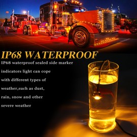 AOXLFU 40Pcs 3/4 Inch Amber 3-LED Mini Marker Lights for Trucks, Boats, RVs - Waterproof, Rubber Universal Fit, Sealed Bulbs - 12V DC…