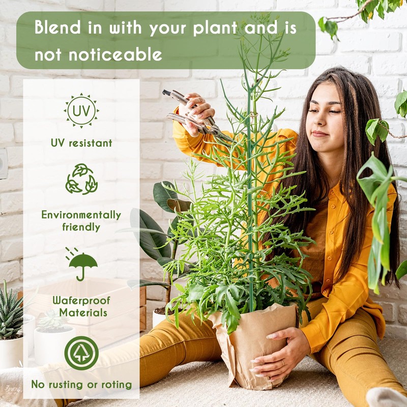 Cinnvoice 12 Pack 39.37" Stackable Plant Support Stakes Plant Support