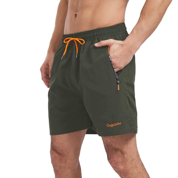 Ougelebo Mens Swimming Shorts Swim Trunks Quick Dry Swim Shorts