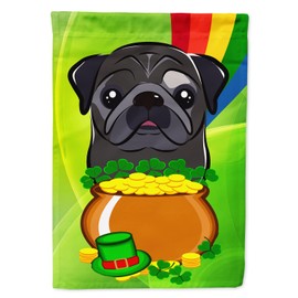 Caroline's Treasures BB2007GF Black Pug St. Patrick's Day Garden Flag Mailbox Flag Decorative Yard Flag Banner Outside Patio Artwork Yard Flower Beds, Garden Size, Multicolor