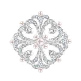 Broche elegante de copo de nieve para mujer, diseño de ramillete de invierno con cristales completos, para Navidad, fiesta, regalo de cumpleaños, Cristal, Cristales