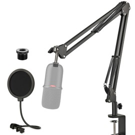 SoloCast Boom Arm Mic Stand with Pop Filter, Adjustable Mic Boom Arm Stand with Upgrade Desk Clamp for HyperX SoloCast Condenser Microphone