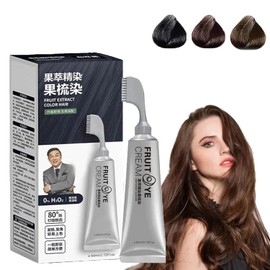 Black Fruit Hair Dye Cream for Grey Hair Coverage - Natural, For Men and Women (Dark Brown)