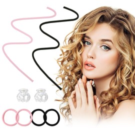 2 Piezas Rizadora para Cabello Sin Calor, Ondas Sin Calor con Pinzas y Banda Elástica, Cabello Sin Calor para Dormir para Olas Finas, Espuma Suave Rizador de Cabello Sin Calor para Mujer
