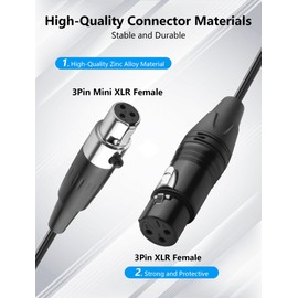 CERRXIAN Mini XLR to XLR Coiled Cable 1.64FT 3 Pin Mini XLR Female to XLR Female Audio Microphone Cable 1.64FT / 0.5M (3 Pin Mini XLR Female to 3 Pin XLR Female)