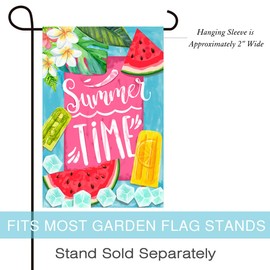 Morigins Summer Time Popsicles and Ice Double Sided House Flag Watermelon Garden Banner 12.5x18 inch