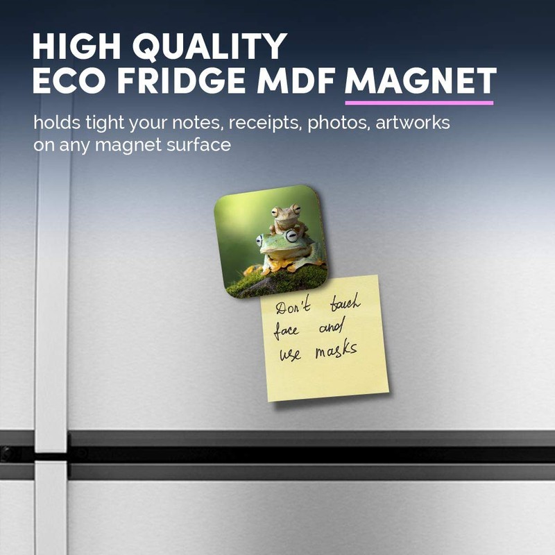 1 x Square MDF Fridge Magnet - Cute Green Tree