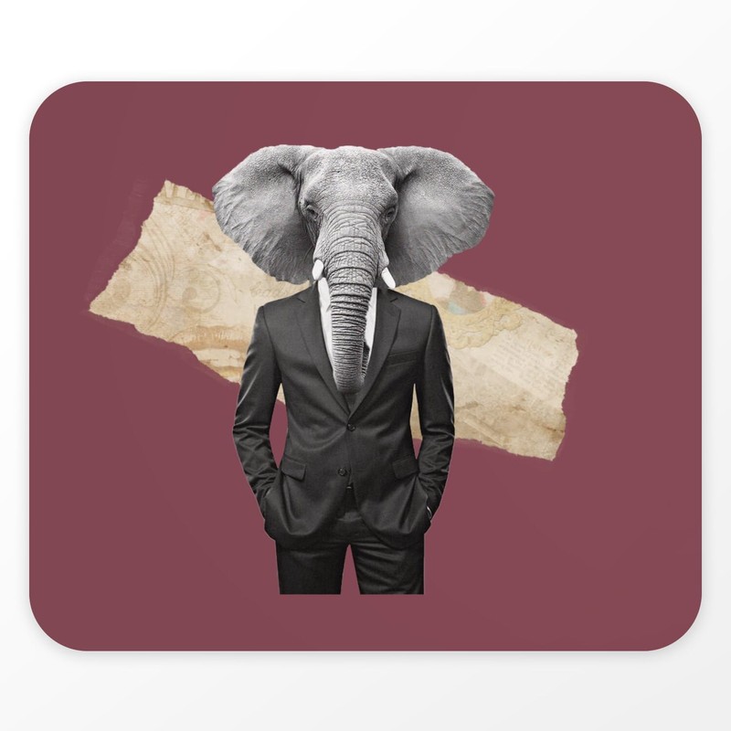 Mauspad, Motiv: Elefant von Wall Street Collage Art Surrealismus Business