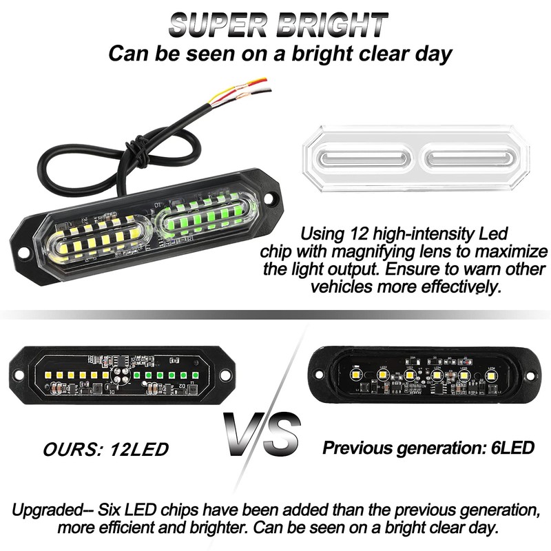 ASPL 8pcs Sync Feature Ultra Slim 12-LED Surface Mount Flashing