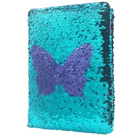 Sequin Secret Diary for Girls, 8.5x5.5 Inches 160 Lined Pages Butterfly Reversible Sequin Kids Journal for Teenage Boys & Girls Notebook Gifts for Girls Birthday Presents 6 7 8 9 10 Years Old