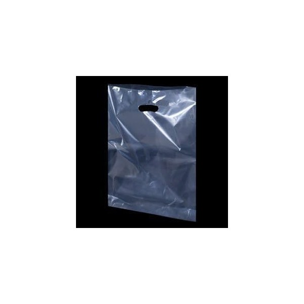 50 Pack Clear Plastic Strong Carrier Bag with Patch Handle