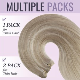 Fshine Human Hair Sew in Extensions Color Ash Blonde 18p613 Mixed with Bleach Blonde Hair Extensions Real Human Hair Weft 22 Inch Remy Human Hair 100g Hair Extension for Women