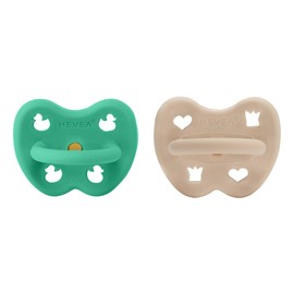HEVEA Natural Rubber Dummy, Orthodontic Shape, 3-36 Months, Hygienic One-Piece Design for Newborns to Toddlers, BPA-Free, Soft & Durable, Pack of 2 (Tisvilde)