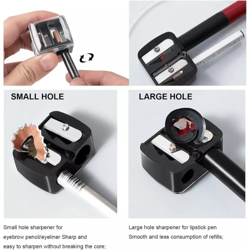라이너 샤프너 2개 홀 메이크업 펜슬 립 Liner Sharpener 2