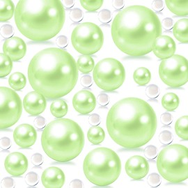 20mm 14mm 10mm 100 PCS Light Green Floating Beads for Centerpiece and 800 PCS Water Gel Bead for Vases, Large Pearl Vase Filler Green Pearls for Decorating Centerpieces Filler Beads