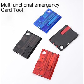 Red Outdoor Survival Bottle Opener Card Multi Tool Outdoor Barbecue Knife Camping Tool Hiking LED Light Magnifier Tool Gear, Multitools and Accessories, Multitools