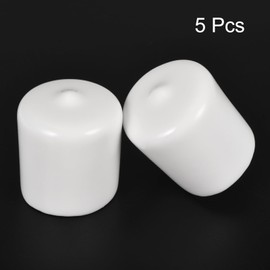 sourcing map 5pcs Rubber End Caps 25mm ID Vinyl PVC Round Tube Bolt Cap Cover Screw Thread Protectors White