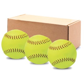 HolyElks Softballs 3 Pack,Practice Softballs,Softball for Youth Teenager/Adults Players Training Ball,Safe Throwing for Indoor or Outdoor,Catching and Batting Practice,Cork Rubber Center (Box of 3)