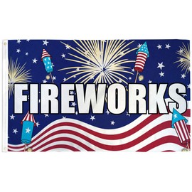 Fireworks (USA) 3x5 ft Flag Polyester - Perfect for Businesses, Firework Stands, Festivals, etc!